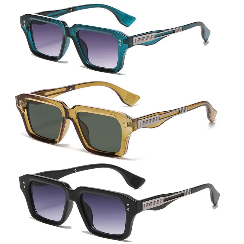 Logo Custom 2025 Fashion Vintage Rivets Frame Gradient Shades Glasses UV400 Alloy Square Punk Sunglasses Men Women