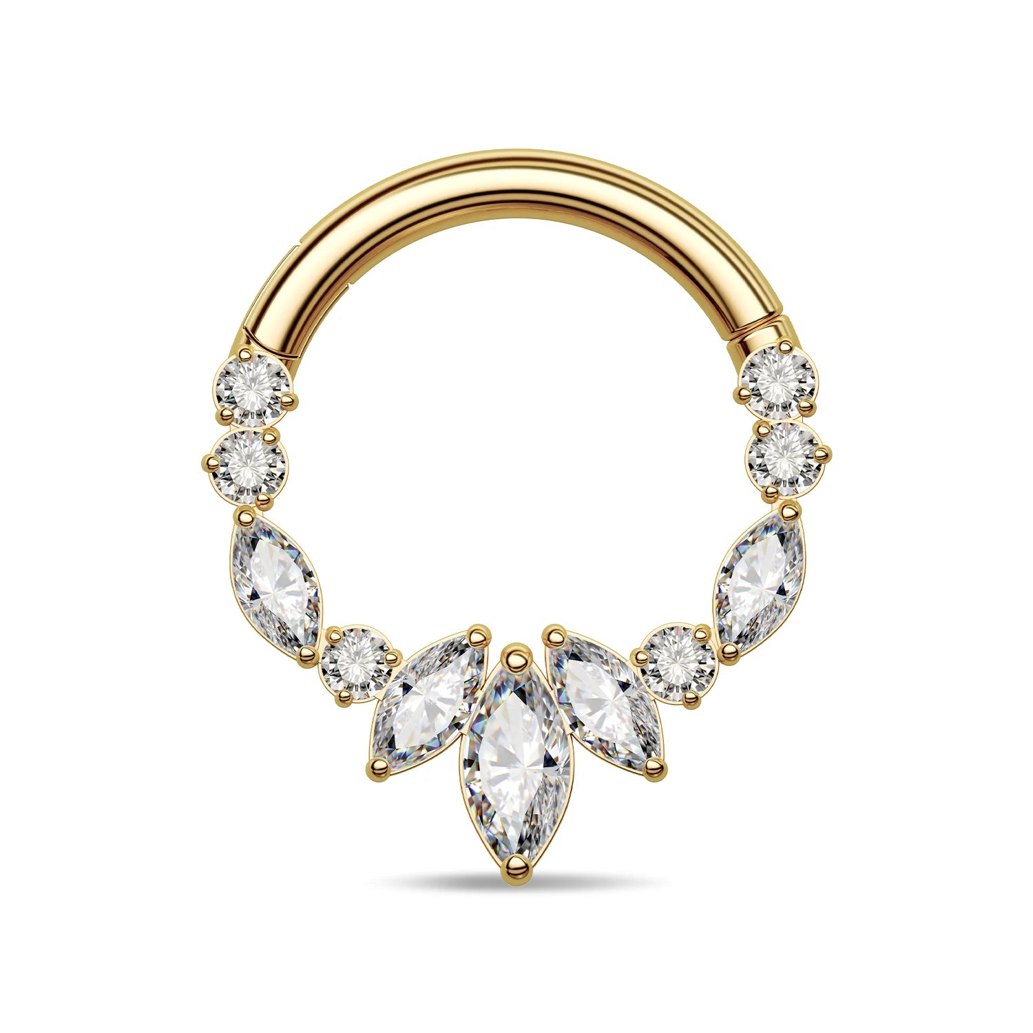 TOPOSH Hinged Segment Ring Clicker Design Prong Set Marquise CZ Fan Daith Septum Cartilage Piercing Body Jewelry Zircon Main