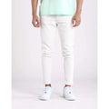 Imperio Shop Vaquero Men's Light Wash Mid Waist Straight Casual Breathable Nylon/Cotton Jeans in White Denim Back Pocket