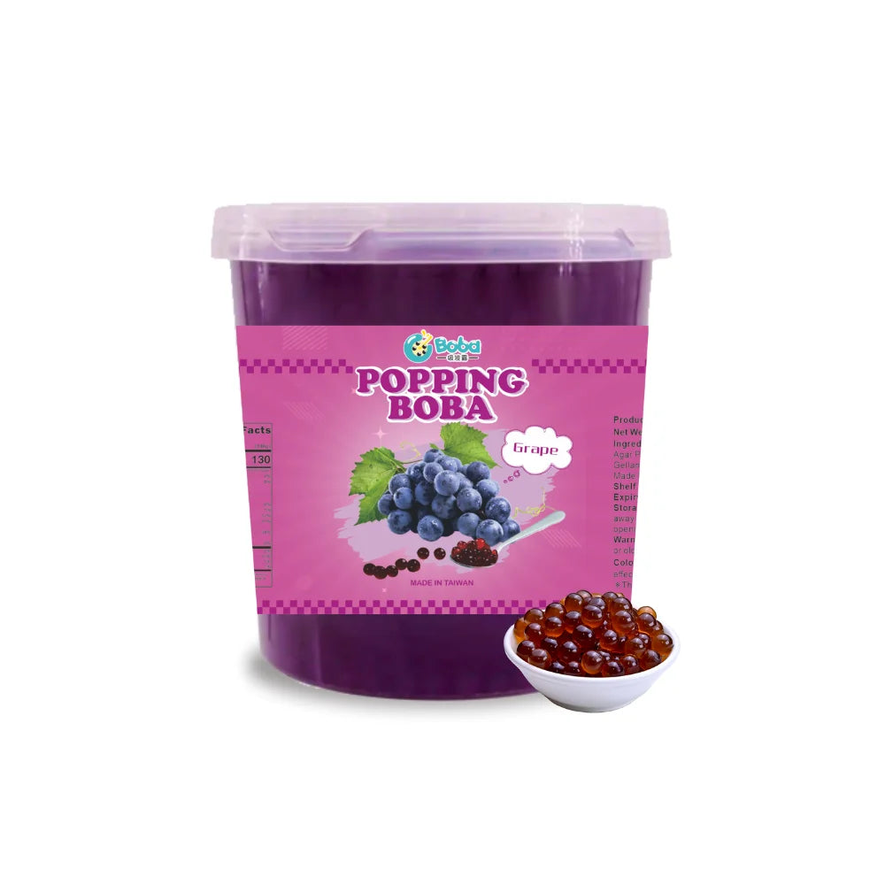 KEIFU 3.2kg Grape Popping Boba Pearl Juice Instant Bursting Bubble Tea Drink Topping OEM/ODM Bottle Packaging HALAL/HACCP/ISO