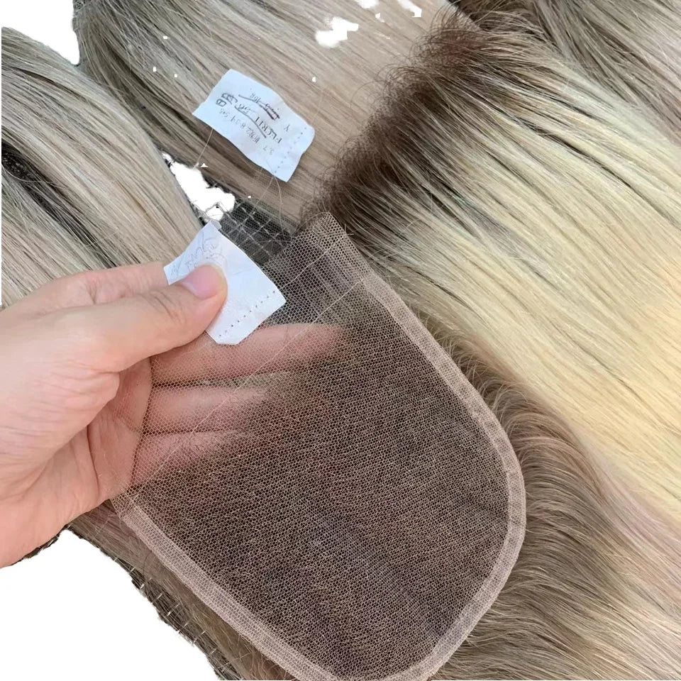 13x4 5x5 Straight for Lace Frontal Brazilian Hair Weaving HD for Swiss Lace Closure in Blonde Balayage Color