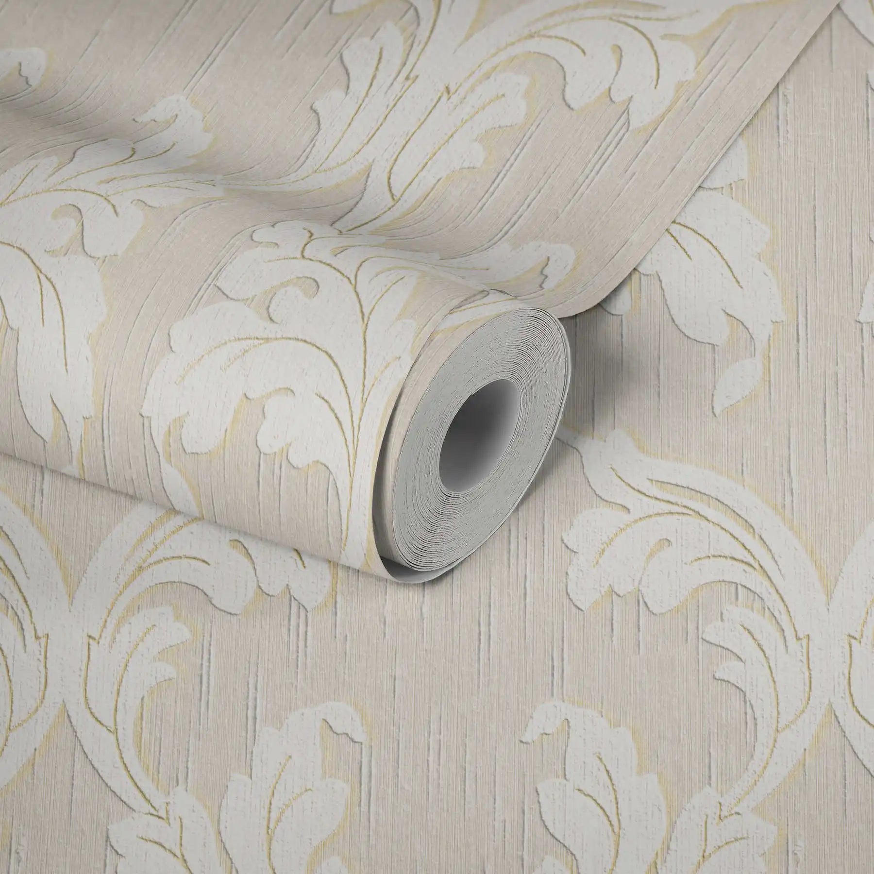 Made Germany Sale Modern Damask Beige Cream Gold Anti-Static Non Woven Wallpaper Rolls Stock Clearance 1005 X 053 m