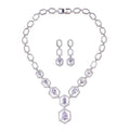 Wholesale Silver Cubic Zirconia Bridal Wedding Hexagon Necklace Earrings Jewelry Sets