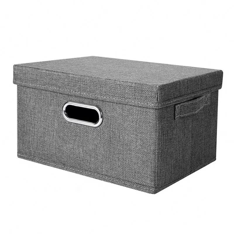 Popular Cabinet Foldable Linen Fabric Toy Kids  UnderwearStorage Box With Lid Collapsible Storage Box