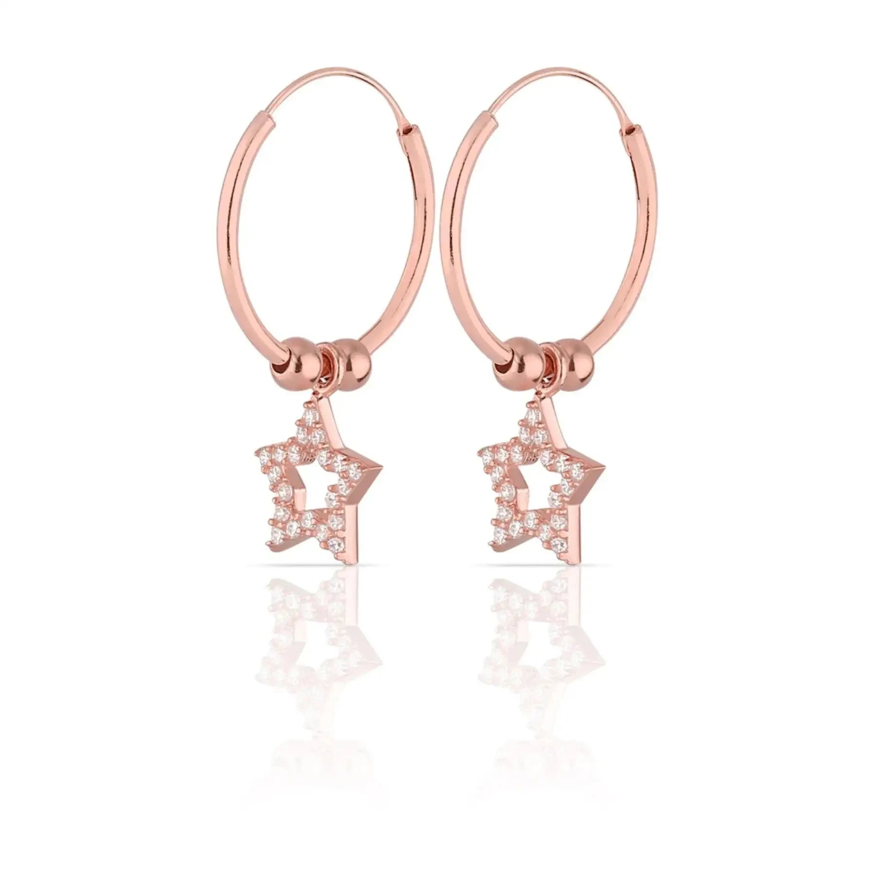 925 Sterling Silver Star Ball Hoop Earring Luxury Fine Jewelry From Turkey 1.8 cm Gold Plated Trendy Gift Collection