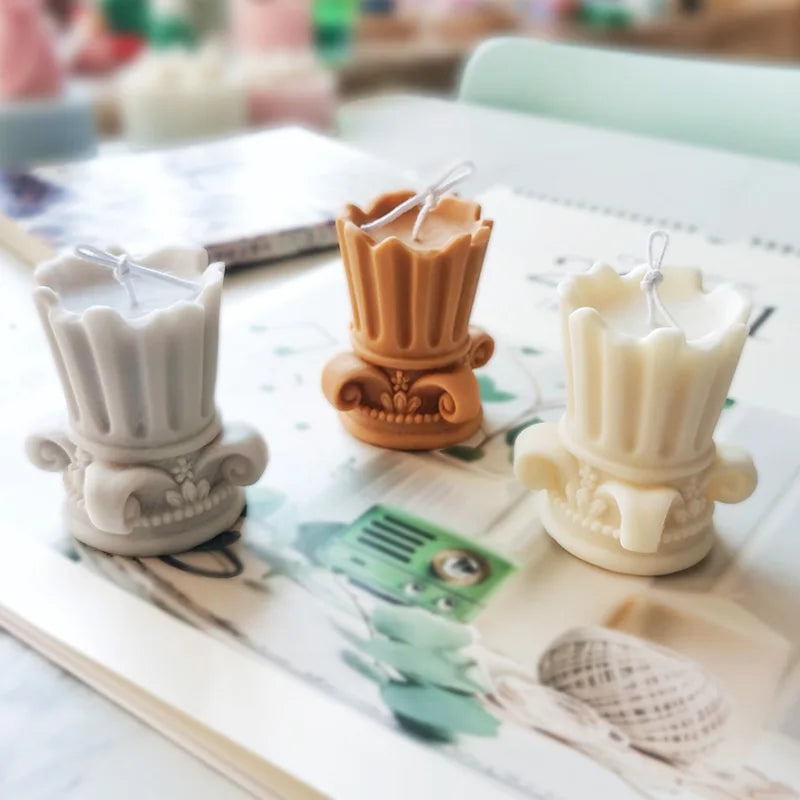 Ancient Greek Pillar Wax Silicone Mould Church Home Living Ornaments Retro Roman Column Candle Molds MegaBDM