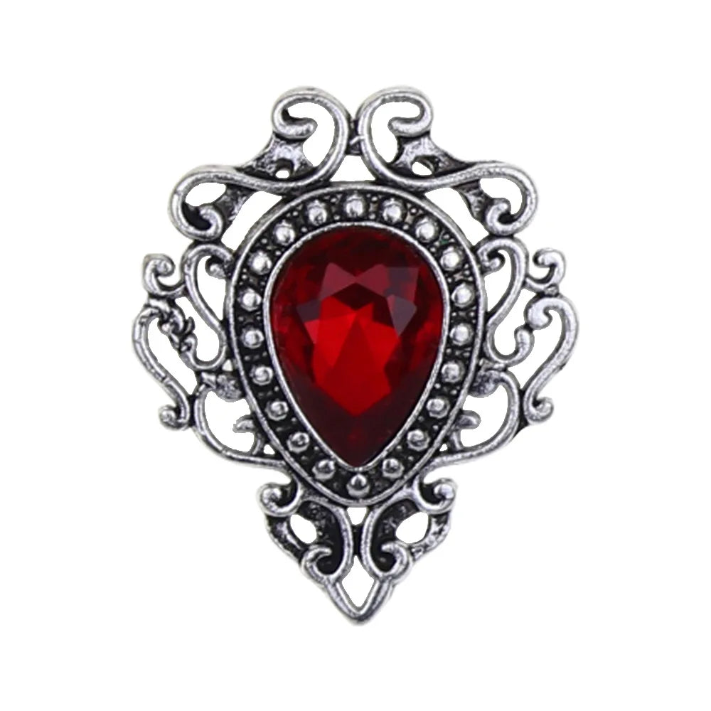 Hollow Pattern Diamond Gem Brooch Suit Retro Badge Collar Pin Clothing Accessories