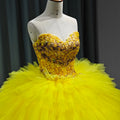 Jancember 6543 Princess Yellow Strapless Puffy Quinceanera Long Party Dresses