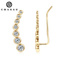 New Arrival 1.52CT Bezel All Moissanite Earrings 925 Sterling Silver One Line Climber Earring Safety Women Jewelry
