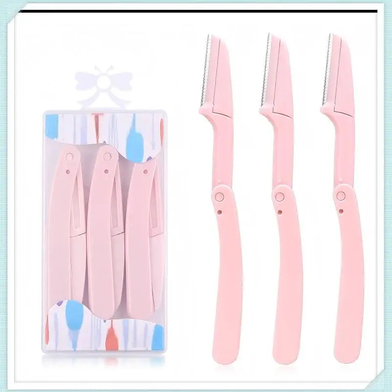 Foldable Protective Net 3-Piece Anti-Cut Safety Eyebrow Razor Set for Beginners