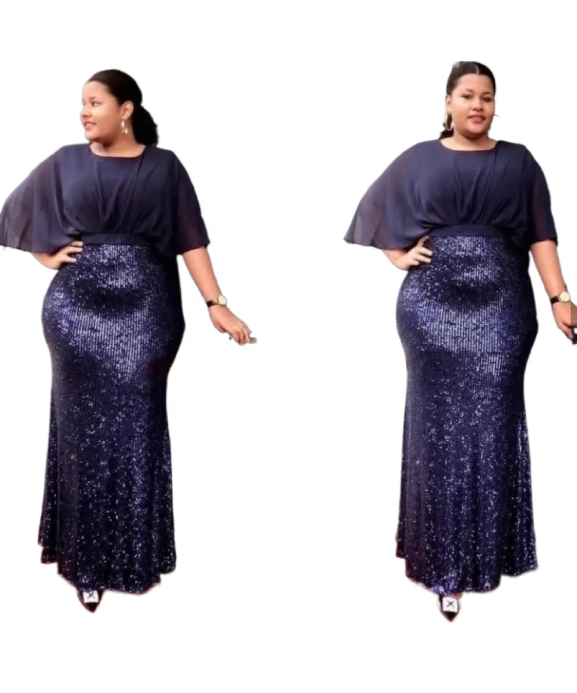 African Luxury Diamond Sequin Party Solid Summer Dress Evening Banquet Shining Robe for Women K0664