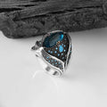 Wholesale Azuris 925 Sterling Silver Men's Ring with Natural Stone Agate Handmade in Turkey VALKH1177