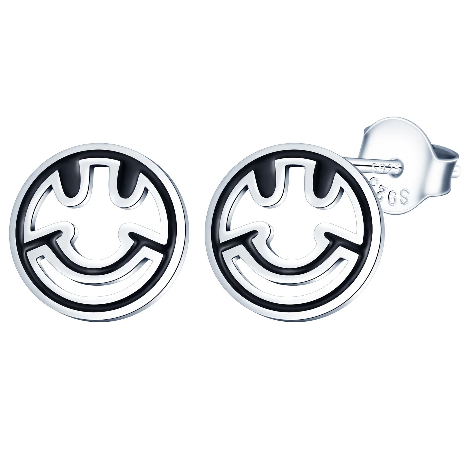 S925 Sterling Silver Smile Stud Earrings Cute Fashion Jewelry for Women's Engagement