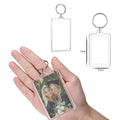 Wholesale Transparent Photo Frame Keychain Stainless Steel Insert Photo Clear Blank Picture Pendant Keyring