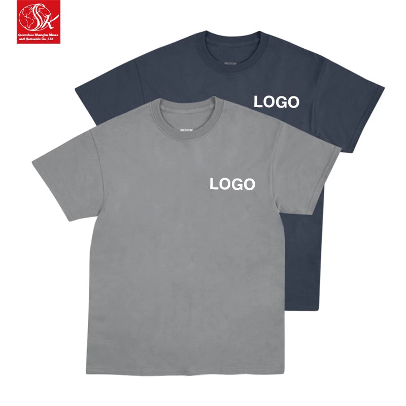 SK Men's Casual Short Sleeve Fashion T-Shirt Custom Logo Breathable Polyester/Cotton Solid Custom Dyed Print Loose Fit Screen