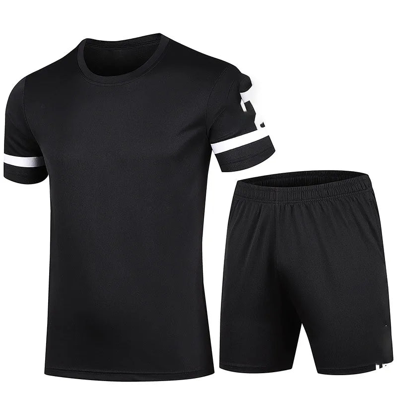 OEM custom logo embroidery printed design men's round neck clothes short-sleeved summer 2025 new shorts casual t shirt set