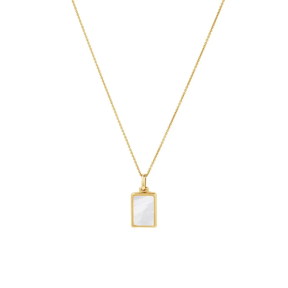 Nagosa Jewelry Wholesale Gold Jewelry 925 Sterling Silver 18k Gold Vermeil Mother of Pearl Rectangle Necklace