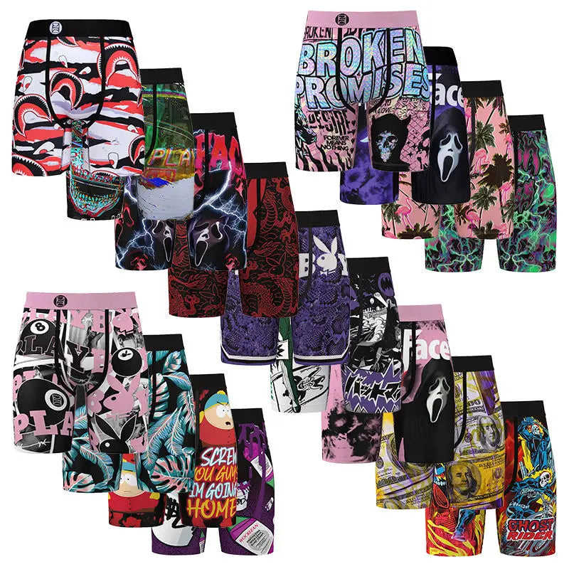 2025 New Style Men's Boxer Shorts Best Selling Quick Dry Trunks Breathable Mesh Mid-rise Sport Underpants Underwear Logo Waist