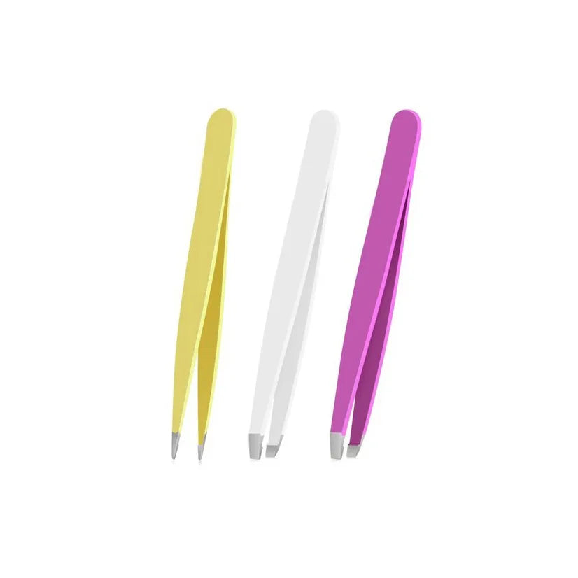 Professional High Quality Stainless Steel Eyebrow Tweezers Customized Color Logo Travel-friendly with Slanted Pointed Tips