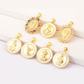 Religious Gold Plated Necklace Set Our Lady of Guadalupe & Saint Charms Colorful Zircon Jewelry for Gift & Wholesale