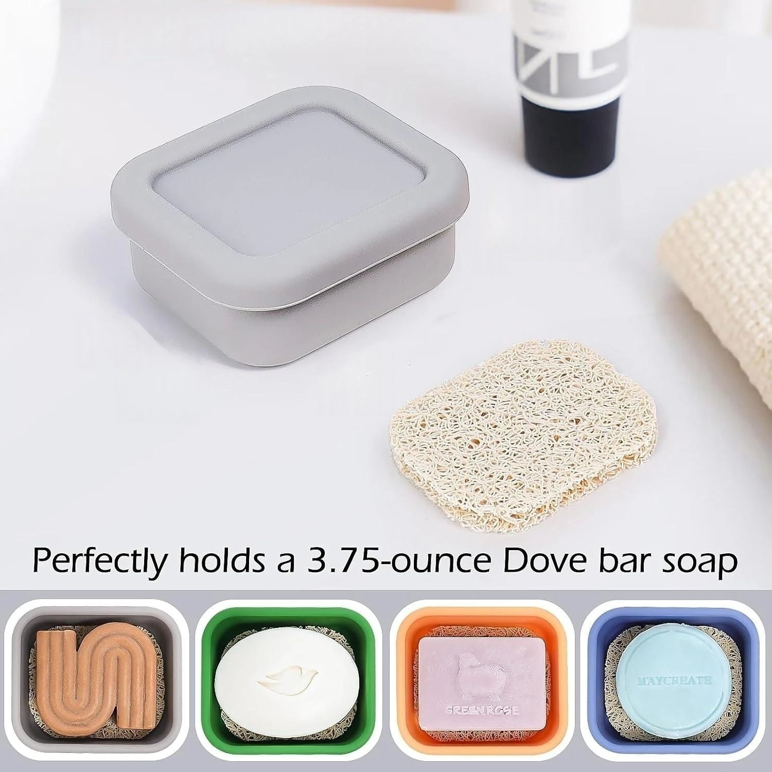 LifeTop Shampoo Bar Holder Small Silicone Travel Soap Case - Portable Shatterproof Soap Bar Case with Drainage for Shampoo