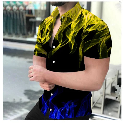 New Arrival Summer Breathable Men's Casual Shirt Custom Single Breasted Floral Printed Short Sleeve