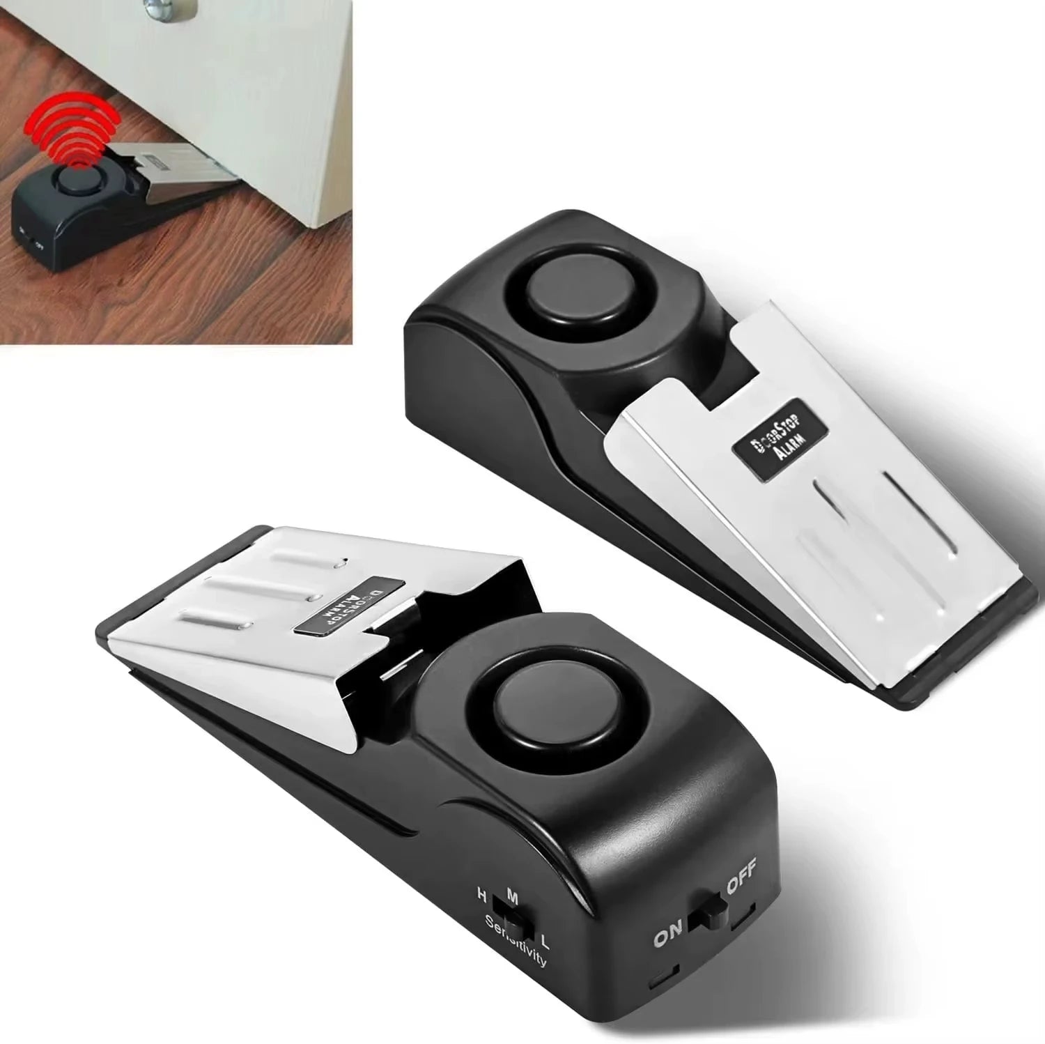 Wireless Door Stop Alarm System 125dB Loud Home Security Anti-Theft Door Stopped Alarm
