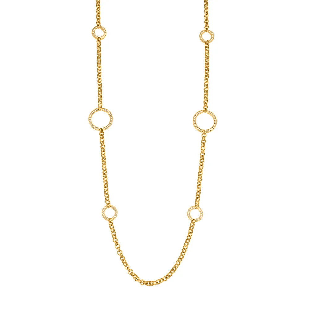 2025 Hot Selling Stainless Steel Full Zirconia Double Layer Circle Pendant Necklace for Women Fashion Choker Chain Party Gift