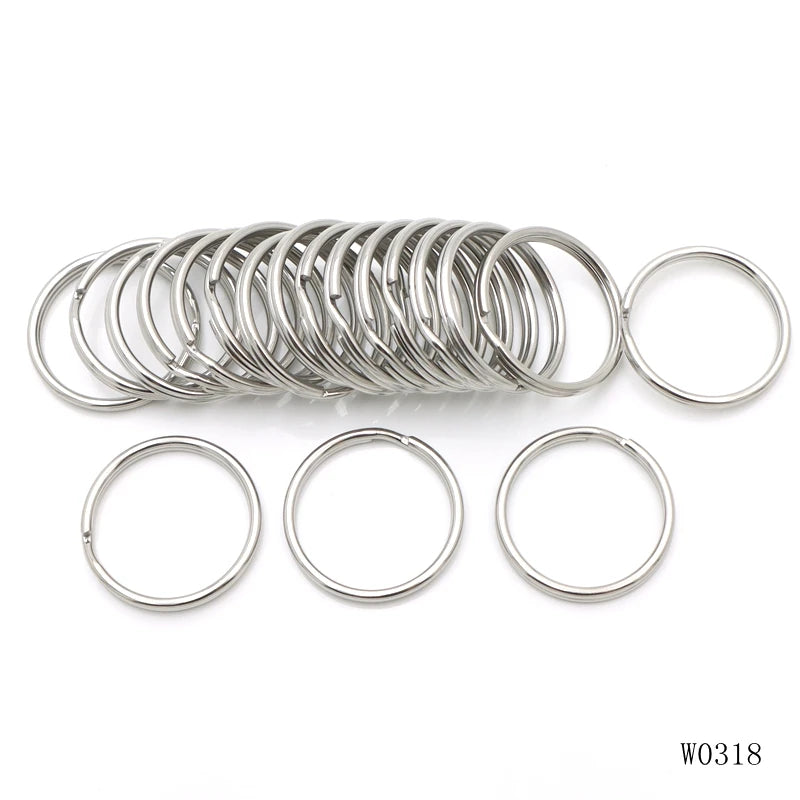 304 Stainless Steel Round Metal Split Key Ring 32mm Wire Key Ring for Bag Key Chain Collar Tag