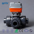 Electric 3-way Motor Ball Valve Plastic/UPVC 1 Inch Water OEM YNTO True Union Connection Inner Wall Mirror Polishing No Dead