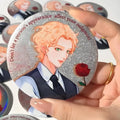 Custom Double Flash Reflective Antique Cartoon Anime Metal Crafts Tinplate Badge with UV Printing Holo Button Pin