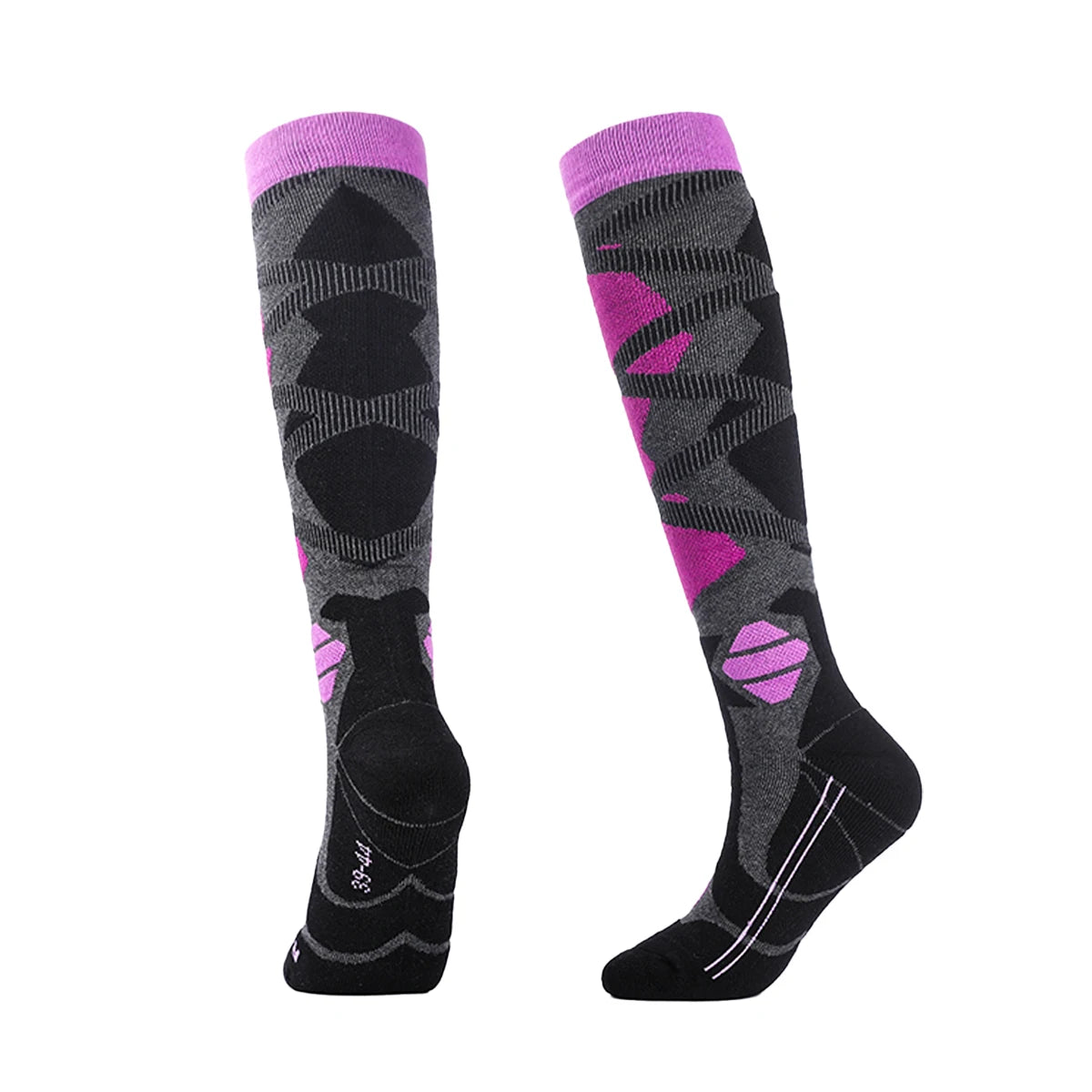 Men Women's Compression Autumn Ski Stockings Breathable Knee-Length Thickened Thermal Knitted Geometric Pattern for Outdoor