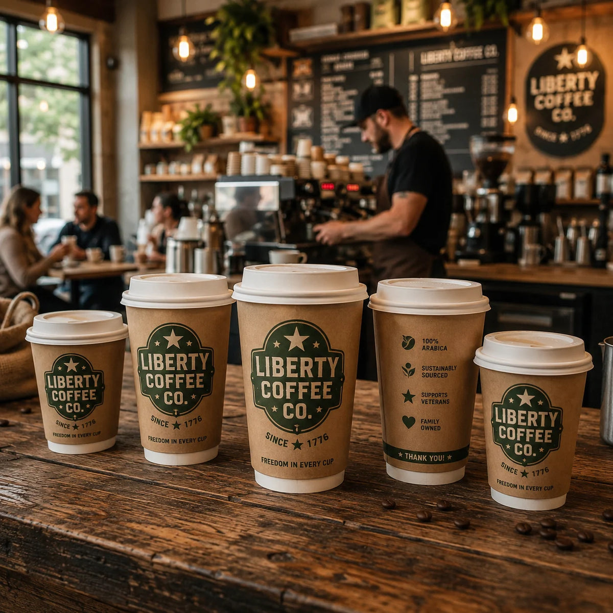 AT PACK PFAS-free Paper Cups Custom Printed Eco Friendly Coffee Cups with Logo Disposable Paper Cups for Coffee Shop Wholesale MegaBDM