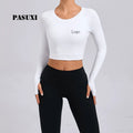 PASUXI Women's Tight Quick Dry Yoga Clothes Long Sleeve Tops - Fitness Workout Wear for Running Pilates Gym Sports T-Shirt