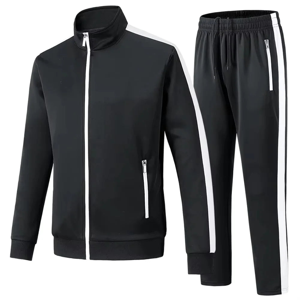 Wholesale Men's Sport Set Long Sleeve Active Sports Outfits 2 Pcs Half-zip Track Suits Autumn Printed Spandex/Polyester