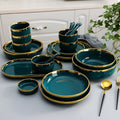 Luxury Hotel Restaurant Ceramic Dinner Plate Dinnerware Set Green Phnom Penh Food Serving Plate Set Soup Bowl Plate and Bowl Set
