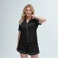 Womens Short Sleeve Sleepwear Loungewear Shorts Bamboo Viscose Pajamas Silk Satin Two Piece Set Elastic Waist Night Dress