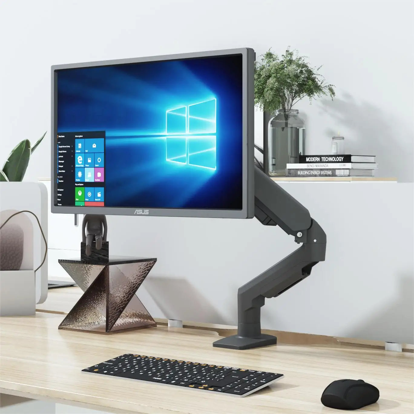 OMNI Adjustable Free Standing Single Monitor Stand Foldable Aluminum Surface