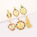 Gold Plated Cubic Zirconia Religious Pendant Set Virgin Mary Guan Gong Grim Reaper Design Hip Hop Jewelry for Necklace Making