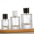 Customizable Labels Vertical Stripes Screw Cap Cylinder Perfume Glass Bottle Lid 30ml 50ml 100ml 100pcs MOQ Recyclable