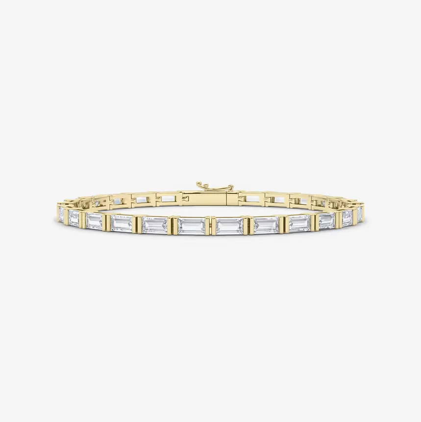 925 Sterling Silver Women Jewelry Fashion Luxury CZ Moissanite Baguette Tennis Bracelet