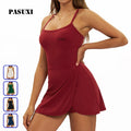 PASUXI Women's Quick Dry Tennis Skirts Cross Strap Open Back Stretchy Breathable Outdoor Gym Sports Tennis Wear MegaBDM