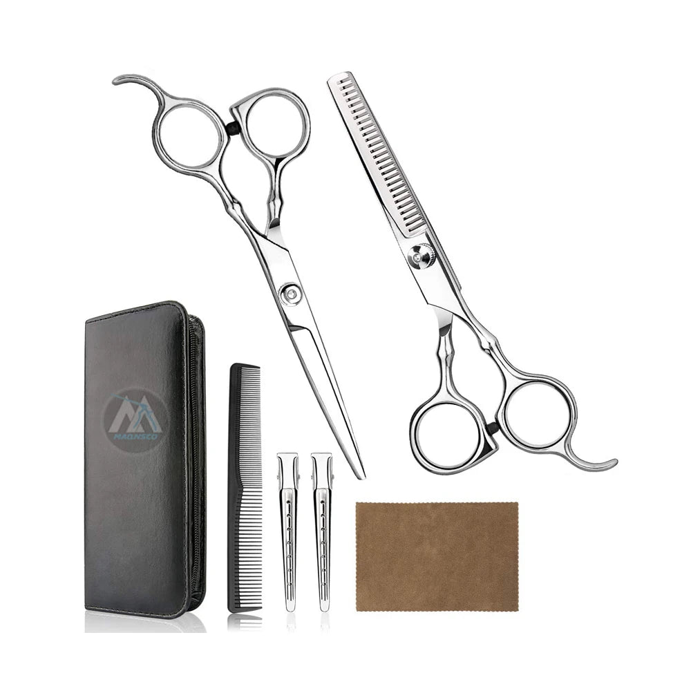 Professional 6.5 Inch Blue Hair Cutting Scissors Right-Hand Salon Stainless Steel 440C Shears 28 Teeth Medium Handle Hand