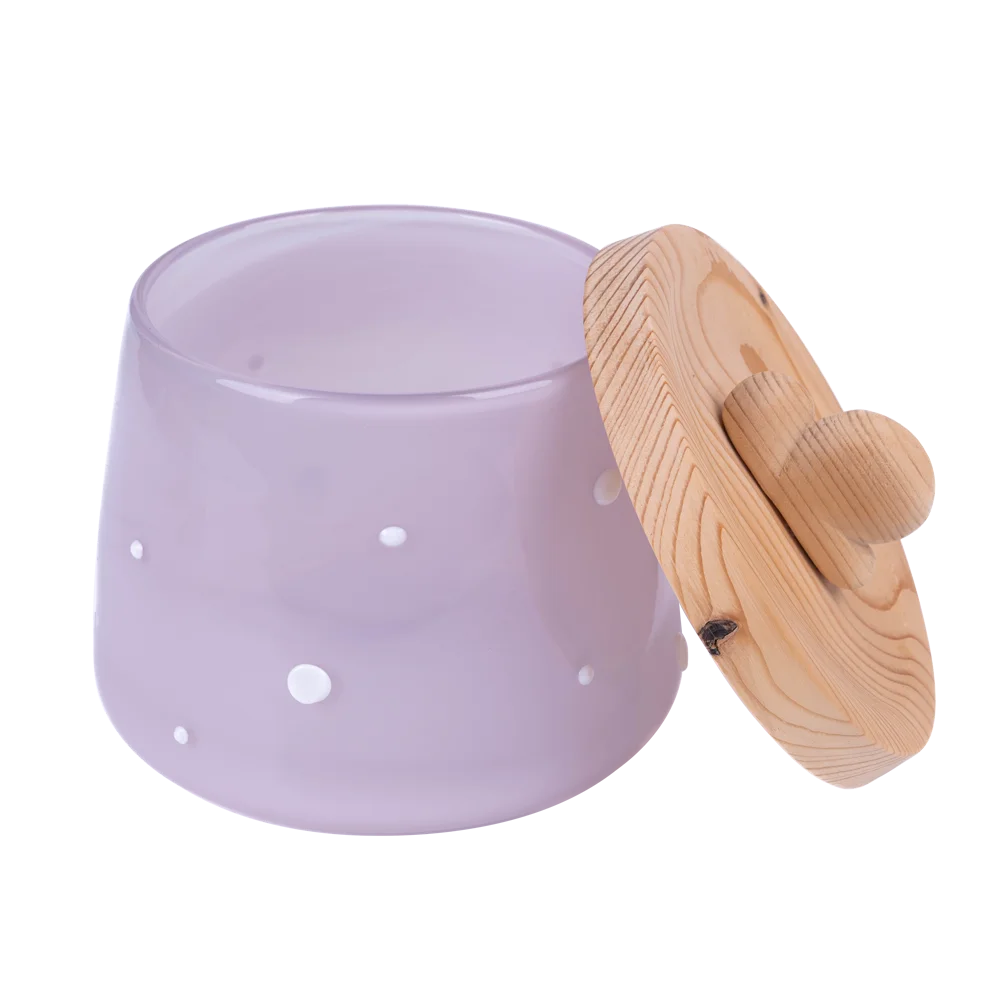 Modern Hand Blown Glass Storage Jars Bamboo Lids Customized Color Free Size Individually Boxed Chien Keng Brand for Vase