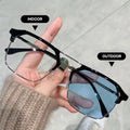 Wholesale Fashion Ultralight Anti Blue Light Colorchange Eyeglasses Half Frame Photochromic Glasses Men Women
