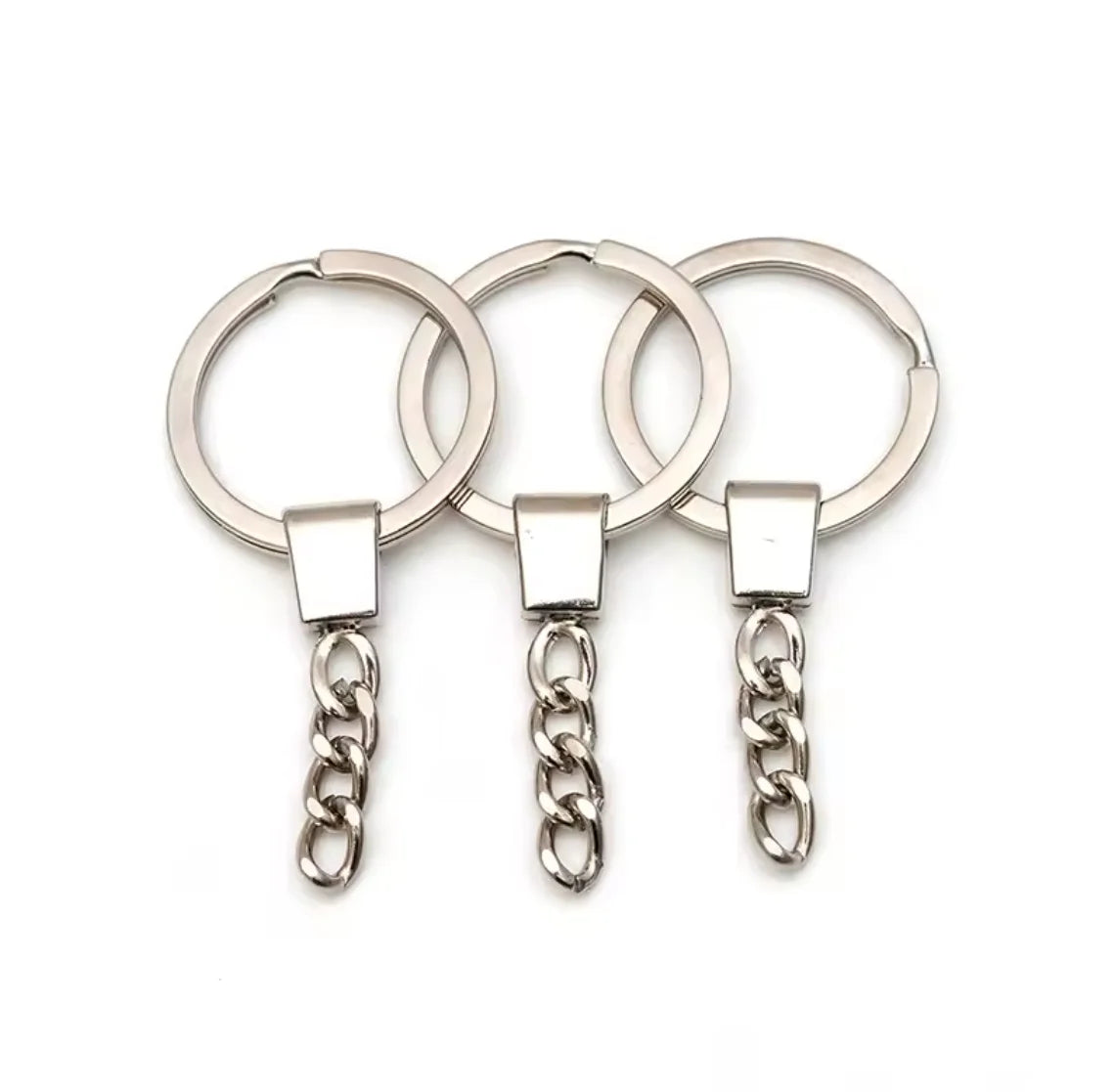 Wholesale Factory 25 30mm Metal Flat Keyring Key Chains with 4 Links Keychain for Making Diy Jewelry Accessories Split Key Rings