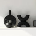 Modern Abstract Matte Black White Ceramic Decorative Vase Set Minimalist Artistic Home Decor