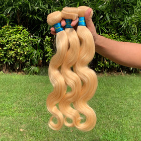 Luxury 613 Cuticle Aligned Raw Virgin Brazilian Hair Bundles Double Drawn Blonde Body Wave Curly Hair Extensions