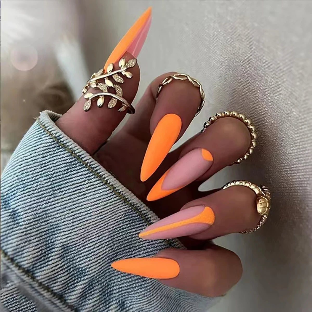 Wholesale Temooi 24pcs ABS Simple Long Stiletto False Nails Press on Nail Tips with Glue Custom Logo Artificial Material
