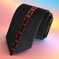 Exve Exclusive Black with Red Center Pattern Custom Cut Italian Tie From Turkey